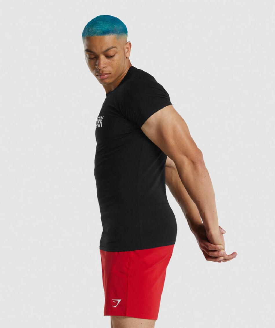 T Shirts Męskie Gymshark Apollo Czarne | PL 3938NWY